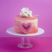 Romantic Pink Heart Cake with Floral Top 1Kg